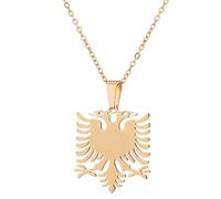 LucklyingBao Albanische Adler-Anhänger-Halskette Für Männer Und Frauen - Einfache Tierhalskette,Modischer Pullover,Schlüsselbeinkette,Krawatten,Ethnischer Schmuck,Gold,45 cm