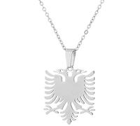 LucklyingBao Albanische Adler-Anhänger-Halskette Für Männer Und Frauen - Einfache Tierhalskette,Modischer Pullover,Schlüsselbeinkette,Halsbekleidung,Ethnischer Schmuck,Silber,45 cm