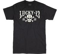 Lucky 13 Skull Stars Männer T-Shirt schwarz 4XL 100% Baumwolle Basics, Biker, Rockwear, Streetwear