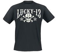 T-Shirt Lucky 13 Skull Stars Schwarz S