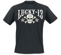 Lucky 13 Skull Stars T-Shirt schwarz in 4XL