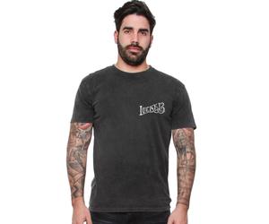 Lucky 13 T-Shirt Skull Built Tee Washed Black-3XL