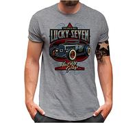 Lucky 7® T-Shirt - Herren - Auto Tuning Oldschool Custom Hot Rod Racing - Grau, XXL