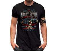 Lucky 7® T-Shirt - Herren - Auto Tuning Oldschool Custom Hot Rod Racing - Schwarz, M