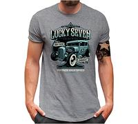 Lucky 7® T-Shirt - Herren - Classic Auto Oldschool Hot Rod Car Tuning Garage - Grau, XXL