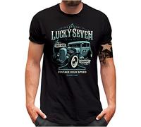Lucky 7® T-Shirt - Herren - Classic Auto Oldschool Hot Rod Car Tuning Garage - Schwarz, XXL