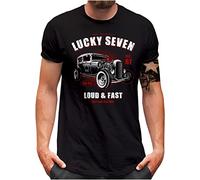 Lucky 7® T-Shirt - Herren - Dragster Classic Auto Oldschool Loud n Fast Hot Rod Car Tuning Garage - Schwarz, M