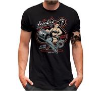 Lucky 7® T-Shirt - Herren - Oldschool Hot Rod Garage Piston Ace of Spades Racing Auto Tuning - Schwarz, XL