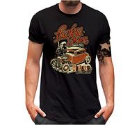 Lucky 7® T-Shirt - Herren - Rockybilly Greaser Classic Auto Oldschool Hot Rod Car Tuning Garage - Schwarz, XXL