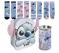 Lucky Boxer Kinderrucksack, 3D-Applikationen + 4er-Pack Kindersocken, Stitch-Design, Größe 27-30, Disney Stitch, 27-30, Casual