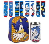 Lucky Boxer Kinderrucksack 3D Sonic + 4er-Pack Socken, Design Sonic, Größe 27-30, akustisch, 27-30, Casual