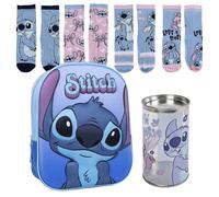 Lucky Boxer Kinderrucksack, 3D-Stitch-Design + 4er-Pack Kindersocken, Stitch-Design, Größe 31-34