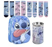 Lucky Boxer Kinderrucksack 3D Stity + 4er-Pack Kindersocken Stitch-Design, Größe 35-38, Disney Stitch, 35-38, Casual