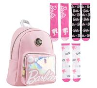 Lucky Boxer Lässiger Kinderrucksack aus Kunstleder, Rosa, 3er-Pack Barbie-Socken, Größe 35-38, Barbie, 35-38, Casual