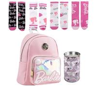 Lucky Boxer Lässiger Kinderrucksack aus Kunstleder, Rosa, 4er-Pack Barbie-Socken, Größe 31-34, Barbie, 31-34, Casual
