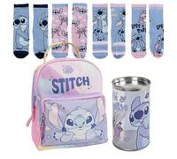 Lucky Boxer Stitch Kinderrucksack + 4er-Pack Kindersocken Stitch-Design, Größe 31-34, Disney Stitch, 31-34, Casual