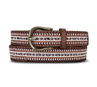 Lucky Brand Bestickter Ledergürtel für Damen, stilvoll, klassisch, westlich inspiriert, amerikanisches Erbe, Jeans, Hose, Bestickt und geschnürt, Braun, S