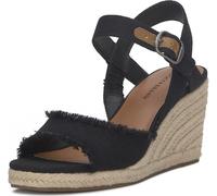 Lucky Brand Damen Mindra Keilsandale, Schwarz Denim, 42.5 EU Weit