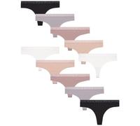 Lucky Brand Damen Unterwäsche - 10er-Pack Mikrofaser Tanga Höschen (S-XL), Gardenia/Natur/Silber/Schwarz/Multi, Medium