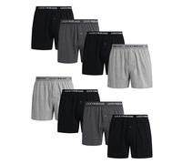 Lucky Brand Herren-Boxershorts, 8er-Pack, weiche Strick-Unterwäsche mit Knopfschlitz, Jet Black/Grey Heather/Charcoal Heather, Large