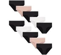 Lucky Brand Women's Underwear - 10 Pack Microfiber Hipster Briefs (S-XL), Size Large, Natural/Gardenia/Black/Black/Black