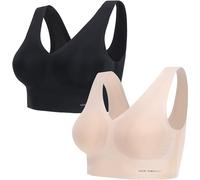 Lucky Brand Women's Wire-Free Comfort Lounge Bra Multi Pack, (2-Pack) Nude/Black, Large