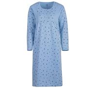 Lucky by zeitlos Nachthemd Damen Thermo Langarm Blüte Kleiner Blumendruck Knöpfe, Farbe:blau, Größe:L