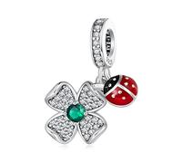 Lucky Four-Leaf Clover Marienkäfer Anhänger Charm 925 Sterling Silber Charm passend für Pandora Armband Halskette