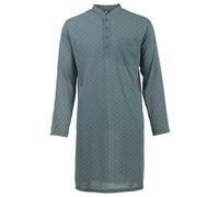 LUCKY Herren Nachthemd 1/1 Arm Druck mit Brusttasche Knopfleiste Langarm Schlafshirt, Farbe:Grün, Größe:L
