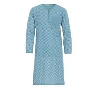 LUCKY Herren Nachthemd 1/1 Arm mit Brusttasche Langarm Schlafshirt, Farbe:Türkis, Größe:XL