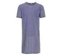 Lucky Herren Nachthemd Kurzarm Ball Rundhals Tasche, Farbe:graublau, Größe:L