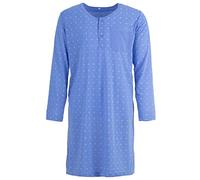 LUCKY Herren Nachthemd Kurzarm Druck mit Brusttasche Schlafshirt, Farbe:Blau, Größe:L