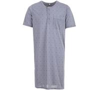 Lucky Herren Nachthemd Kurzarm Raute Punkt Tasche Schlafshirt Knöpfe Brusttasche, Farbe:hellgrau, Größe:M