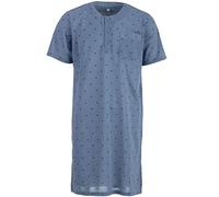 Lucky Herren Nachthemd Kurzarm Raute Tasche Schlafshirt Knöpfe Brusttasche, Farbe:graublau, Größe:L
