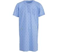 Lucky Herren Nachthemd Kurzarm Raute Tasche Schlafshirt Knöpfe Brusttasche, Farbe:hellblau, Größe:XL