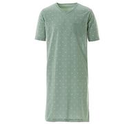 Lucky Herren Nachthemd Kurzarm Raute V-Ausschnitt Tasche, Farbe:Olive, Größe:M