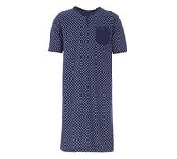 Lucky Herren Nachthemd Kurzarm Rundhals Knopf Tasche, Farbe:Navy, Größe:M