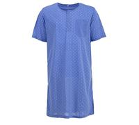 Lucky Herren Nachthemd Kurzarm Spalsh Schlafshirt Knöpfe Brusttasche Baumwollmix M-2XL, Farbe:blau, Größe:M