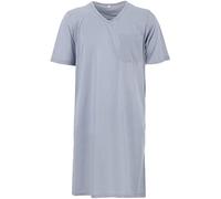 Lucky Herren Nachthemd Kurzarm V-Ausschnitt Uni Tasche Leicht, Farbe:grau, Größe:M
