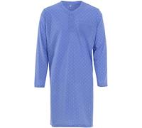 Lucky Herren Nachthemd Langarm Pfeil V-Ausschnitt Knöpfe Grafik Brusttasche, Farbe:blau, Größe:XL