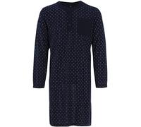 Lucky Herren Nachthemd Langarm Pfeil V-Ausschnitt Knöpfe Grafik Brusttasche, Farbe:Navy, Größe:L