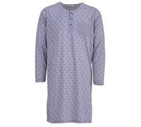 Lucky Herren Nachthemd Langarm Rundhals Schlafshirt Knöpfe Grafik Brusttasche Druck, Farbe:grau, Größe:XXL