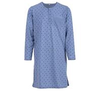 Lucky Herren Nachthemd Langarm Rundhals Schlafshirt Knöpfe Grafik Brusttasche Druck, Farbe:graublau, Größe:XL
