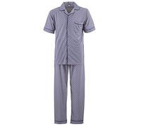 Lucky Herren Pyjama Circle Muster Kurzarm Schlafanzug Set Baumwoll-Mix durchgeknöpft, Farbe:grau, Größe:XXL