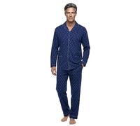 Lucky Herren Pyjama Set Kent Schlafanzug Langarm Baumwolle, Farbe:Navy, Größe:M