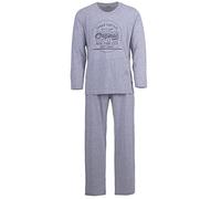 Lucky Herren Pyjama Set Vintage Langarm Schlafanzug Baumwolle, Farbe:grau, Größe:3XL