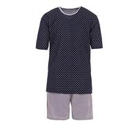 Lucky Herren Pyjama Shorty Emblem Schlafanzug Set M-2XL Baumwolle, Farbe:Navy, Größe:M