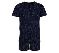 Lucky Herren Pyjama Shorty Zweigen Schlafanzug Set M-2XL Baumwolle, Farbe:Navy, Größe:M
