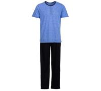 Lucky Herren T-Shirt Pyjama Zweigen Schlafanzug Set M-2XL Baumwolle, Farbe:Blau, Größe:XXL