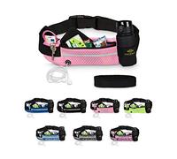 Lucky Humans Laufgürtel Sport, Joggen & Laufen mit Handy-Tasche Rosa - Damen, Frauen & Mädchen Bauchtasche mit Flaschen & Handy-Halterung - Trinkgürtel Running & Walking Belt - Jogging & Lauf Zubehör